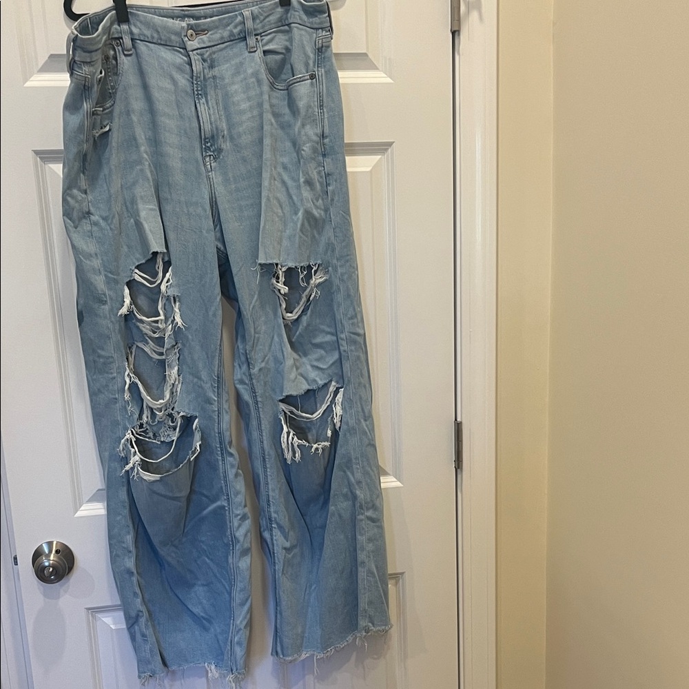 American Eagle curvy super high rise baggy wide leg jeans